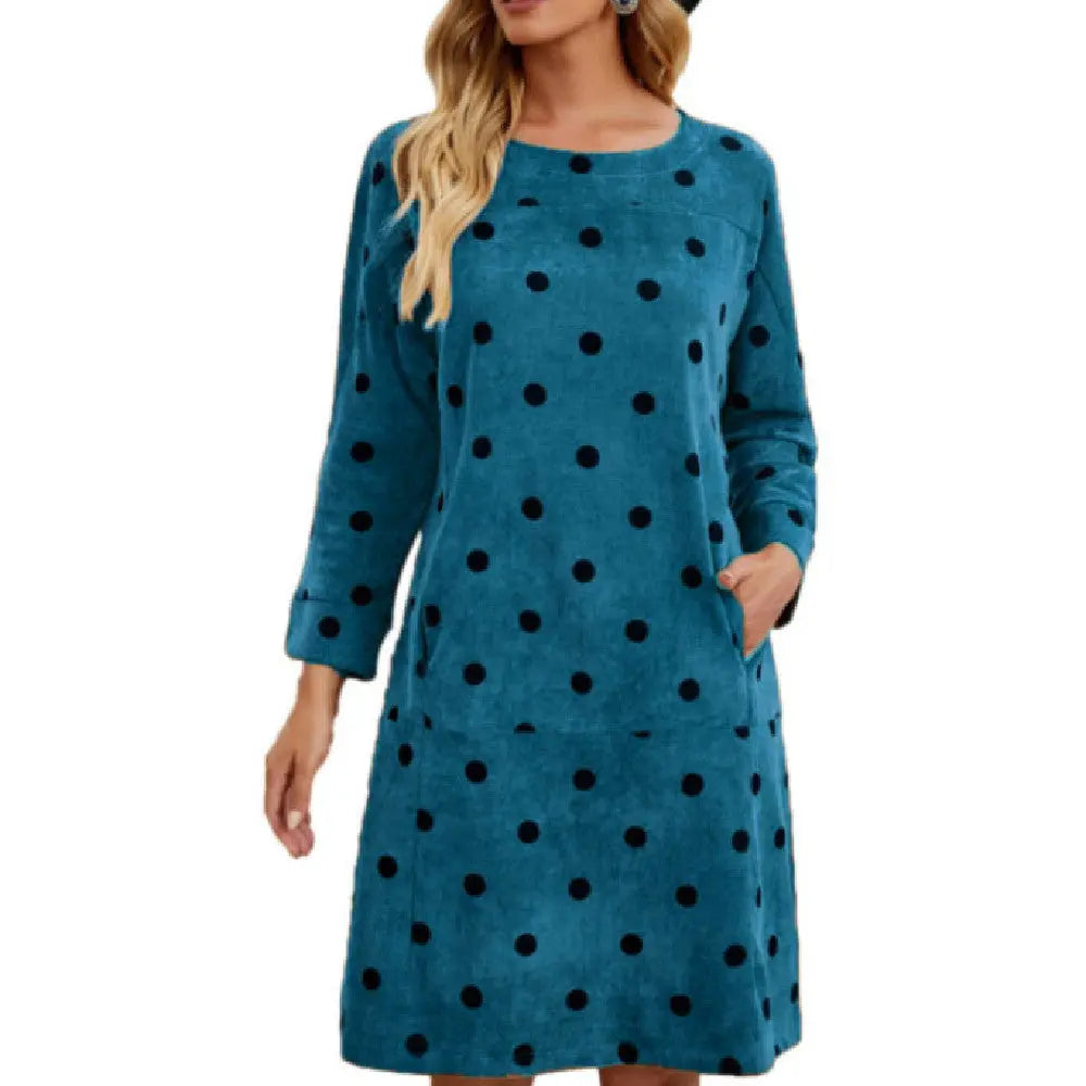 Women's Polka Dot Printed Pocket Dress Angel Wishes