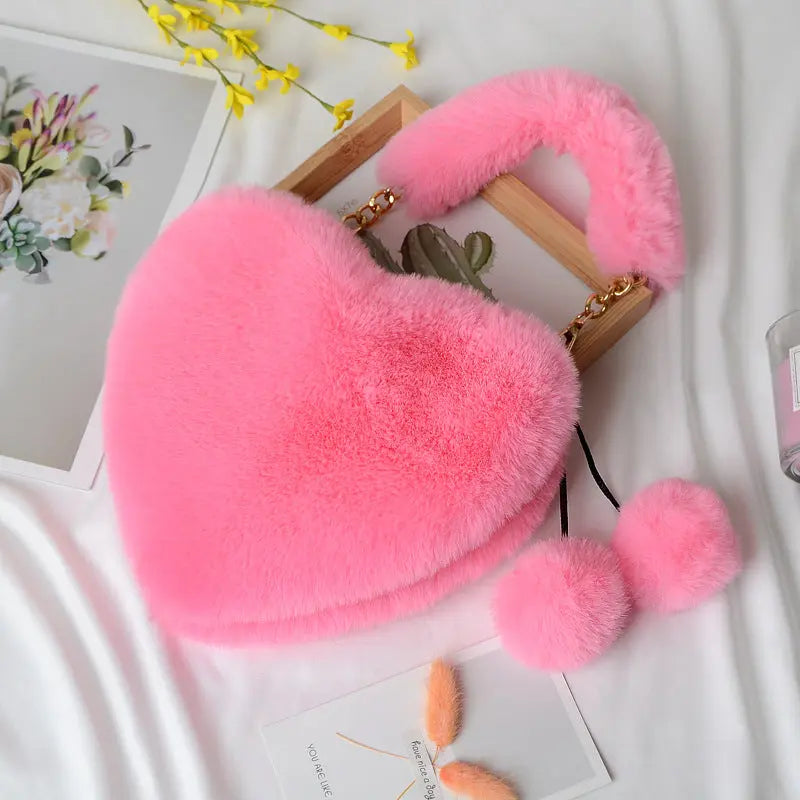 Heart-shaped Plush Handbag Angel Wishes