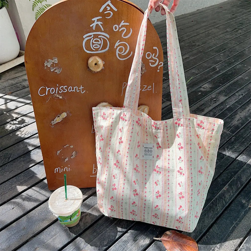 Floral Canvas Tote Bag Angel Wishes