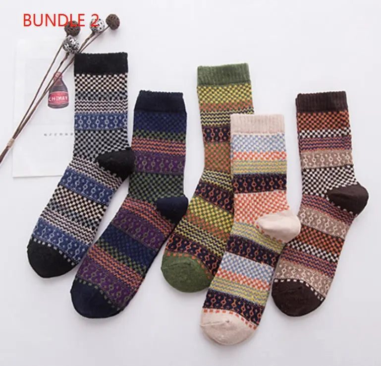 Winter Thick Warm Stripe Wool Socks Casual Sock Business Socks Angel Wishes