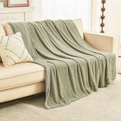 EMME Cotton Throw Blanket 100% Muslin Soft Blanket for Couch 4-Layer Breathable Gauze All Season Soft and Lightweight Pre-Washed Cotton Blanket(White, 140 x 190cm) Angel Wishes