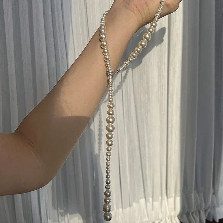 Pearl Necklace Y-shaped Gradient Long Light Luxury Minority Angel Wishes