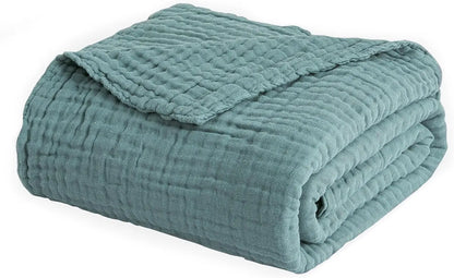 EMME Cotton Throw Blanket 100% Muslin Soft Blanket for Couch 4-Layer Breathable Gauze All Season Soft and Lightweight Pre-Washed Cotton Blanket(White, 140 x 190cm) Angel Wishes