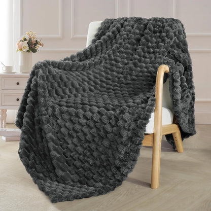Exclusivo Mezcla Extra Large Soft Fleece Throw Blanket, 127x178 CM Stylish Jacquard Throw Blanket for Couch, Fuzzy Cozy Lightweight for All Season, Ivory Angel Wishes