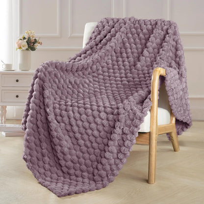 Exclusivo Mezcla Extra Large Soft Fleece Throw Blanket, 127x178 CM Stylish Jacquard Throw Blanket for Couch, Fuzzy Cozy Lightweight for All Season, Ivory Angel Wishes