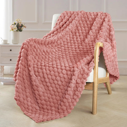 Exclusivo Mezcla Extra Large Soft Fleece Throw Blanket, 127x178 CM Stylish Jacquard Throw Blanket for Couch, Fuzzy Cozy Lightweight for All Season, Ivory Angel Wishes