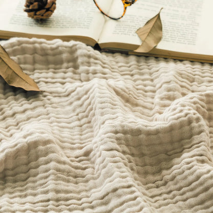 EMME Cotton Throw Blanket 100% Muslin Soft Blanket for Couch 4-Layer Breathable Gauze All Season Soft and Lightweight Pre-Washed Cotton Blanket(White, 140 x 190cm) Angel Wishes