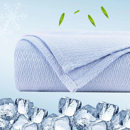 PiccoCasa Cooling Bamboo Blanket All Seasons Breathable for Hot Sleepers, Soft and Lightweight for Bed, Sofa Thin Blanket Summer Keep Cool Light Gray Single 150x200cm Angel Wishes