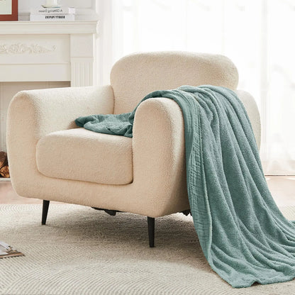 EMME Cotton Throw Blanket 100% Muslin Soft Blanket for Couch 4-Layer Breathable Gauze All Season Soft and Lightweight Pre-Washed Cotton Blanket(White, 140 x 190cm) Angel Wishes