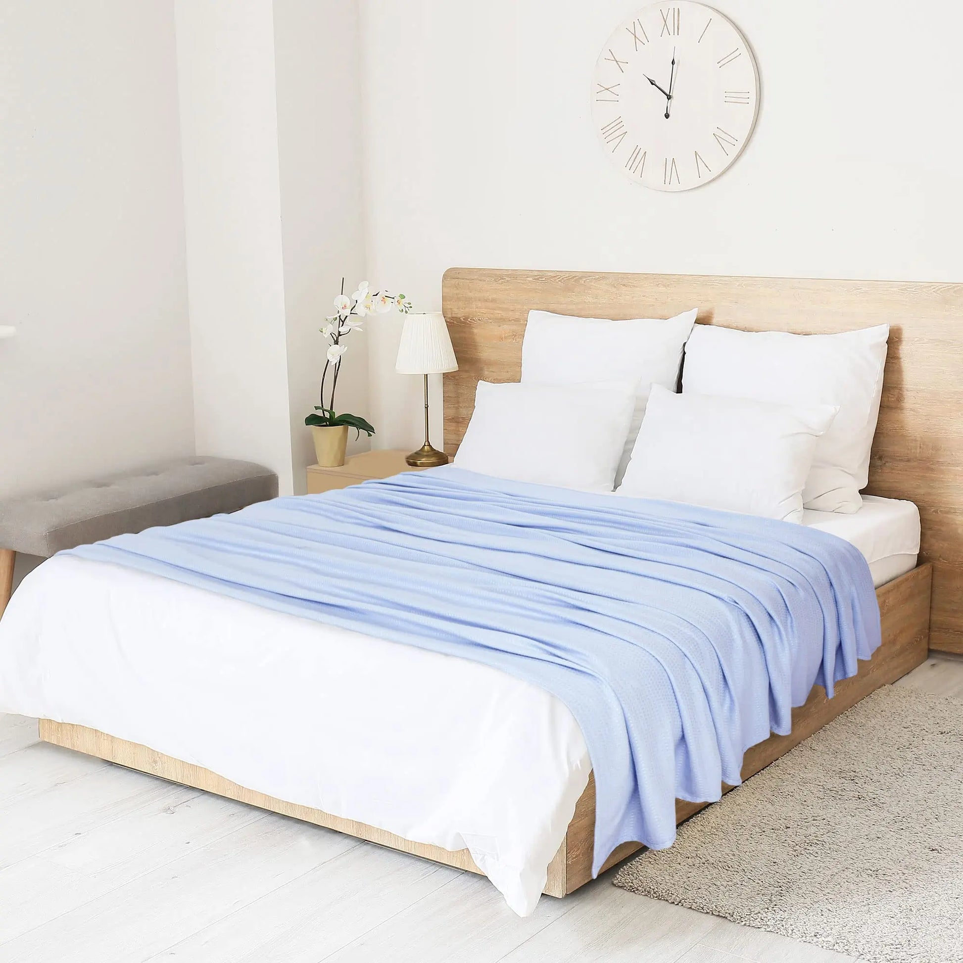 PiccoCasa Cooling Bamboo Blanket All Seasons Breathable for Hot Sleepers, Soft and Lightweight for Bed, Sofa Thin Blanket Summer Keep Cool Light Gray Single 150x200cm Angel Wishes