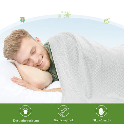 PiccoCasa Cooling Bamboo Blanket All Seasons Breathable for Hot Sleepers, Soft and Lightweight for Bed, Sofa Thin Blanket Summer Keep Cool Light Gray Single 150x200cm Angel Wishes
