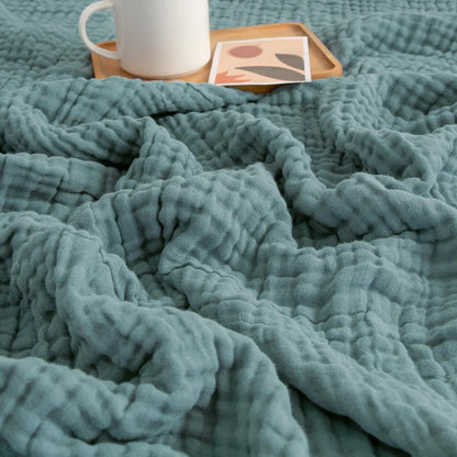 EMME Cotton Throw Blanket 100% Muslin Soft Blanket for Couch 4-Layer Breathable Gauze All Season Soft and Lightweight Pre-Washed Cotton Blanket(White, 140 x 190cm) Angel Wishes