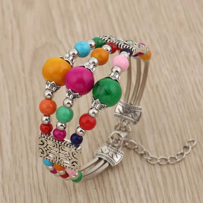 Wide Beads Bangle Turquoise Bracelet Angel Wishes