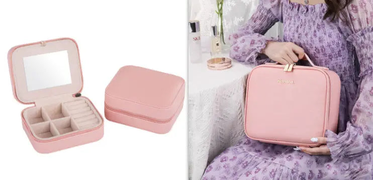 Smart LED Cosmetic Case With Mirror Cosmetic Bag Large Capacity Fashion Portable Storage Bag Travel Makeup Bags Angel Wishes