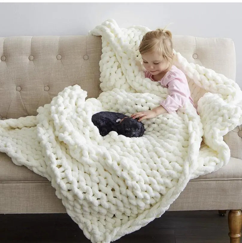 Handmade Coarse Yarn Woven Chenille Blanket Angel Wishes
