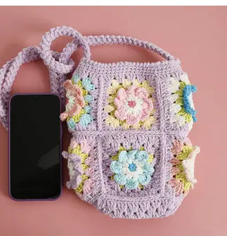 Fresh Flower Wool Crocheted Crossbody Small Hand-made Women's Bag Angel Wishes