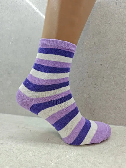 Pack Of 6 12 24 Pairs  Womens Colourful Striped Socks Angel Wishes