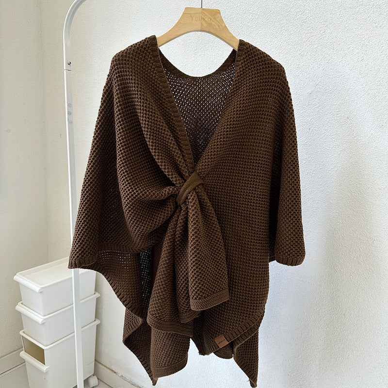 Knitted Cashmere Shawl With Buckle