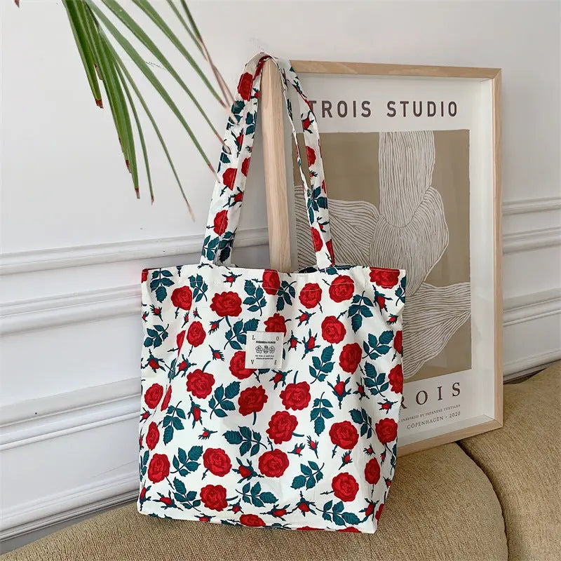 Floral Canvas Tote Bag Angel Wishes