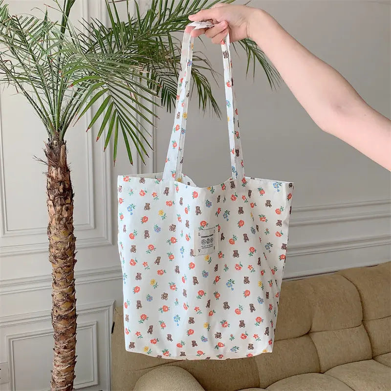 Floral Canvas Tote Bag Angel Wishes