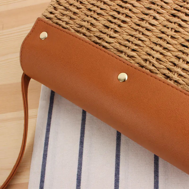 Summer Casual Square Lock Crossbody Woven Bag Angel Wishes