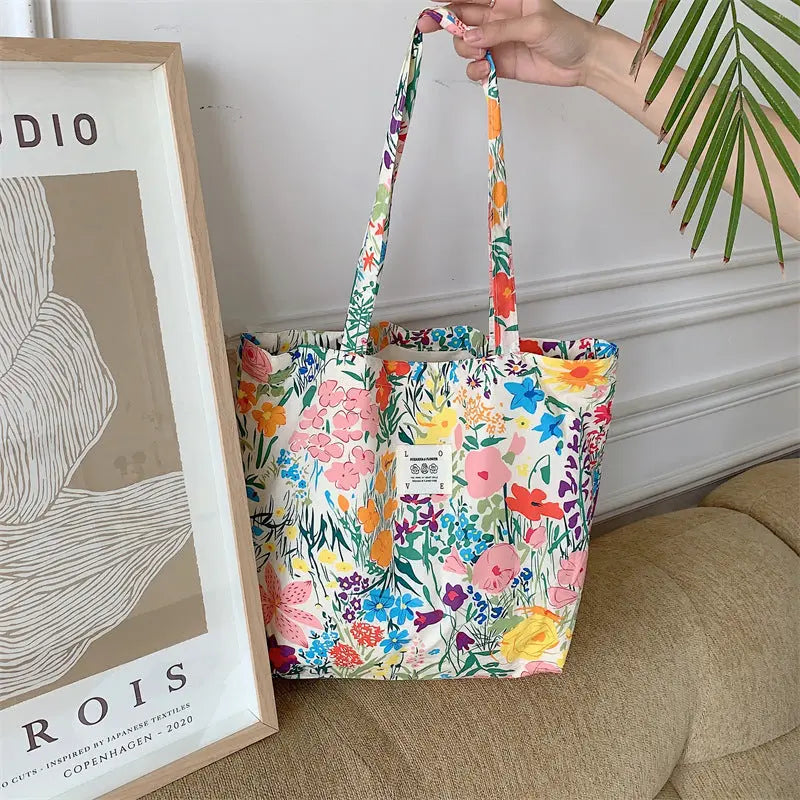 Floral Canvas Tote Bag Angel Wishes