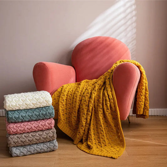 Textile Nordic Ins Diamond Hole Knitted Blanket Sofa Soft Decoration Home Matching Blanket Angel Wishes