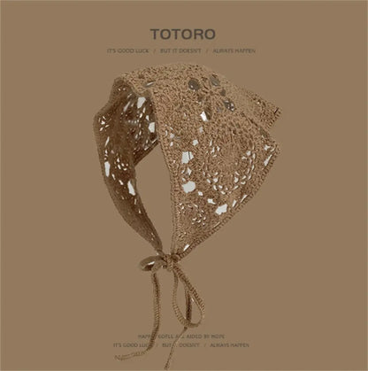 Knitted Hollow Crochet Triangle Headband For Women Angel Wishes