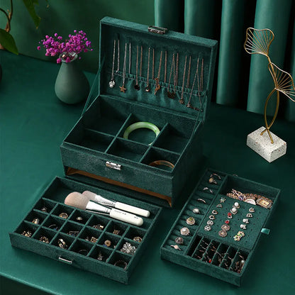 3 Layer Grey Jewellery Box Organizer Rings Necklaces Jewellry Storage Case Box Angel Wishes