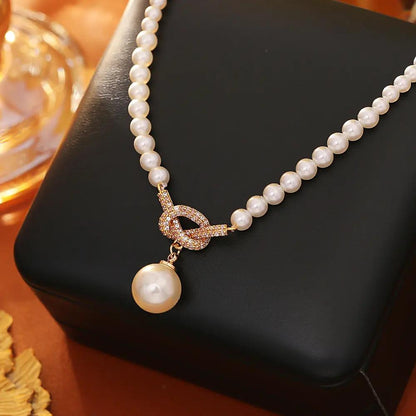 Fashion Knotted Pearl Pendant Necklace Angel Wishes