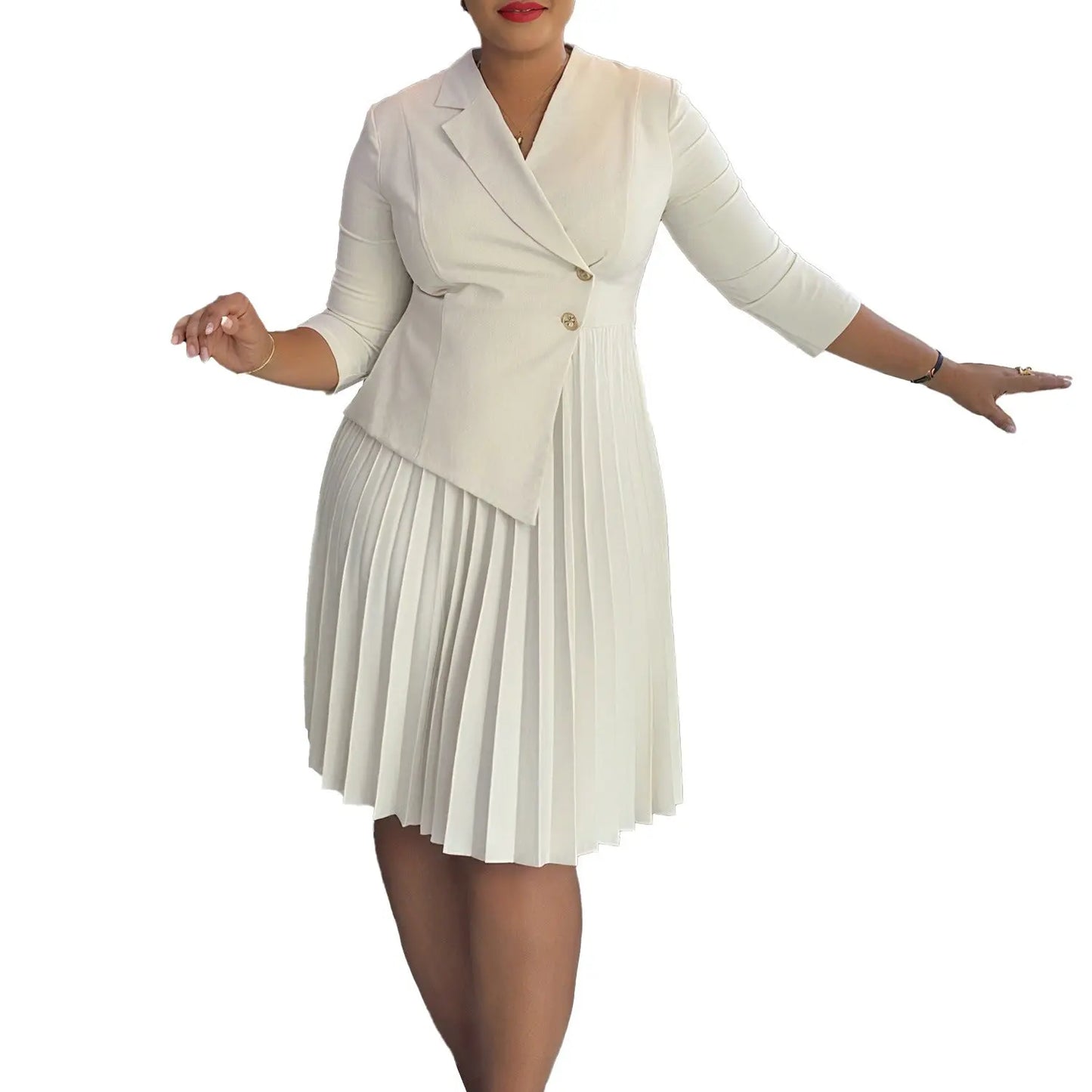Plus Size Fashionable Elegant Pleated Dress Angel Wishes