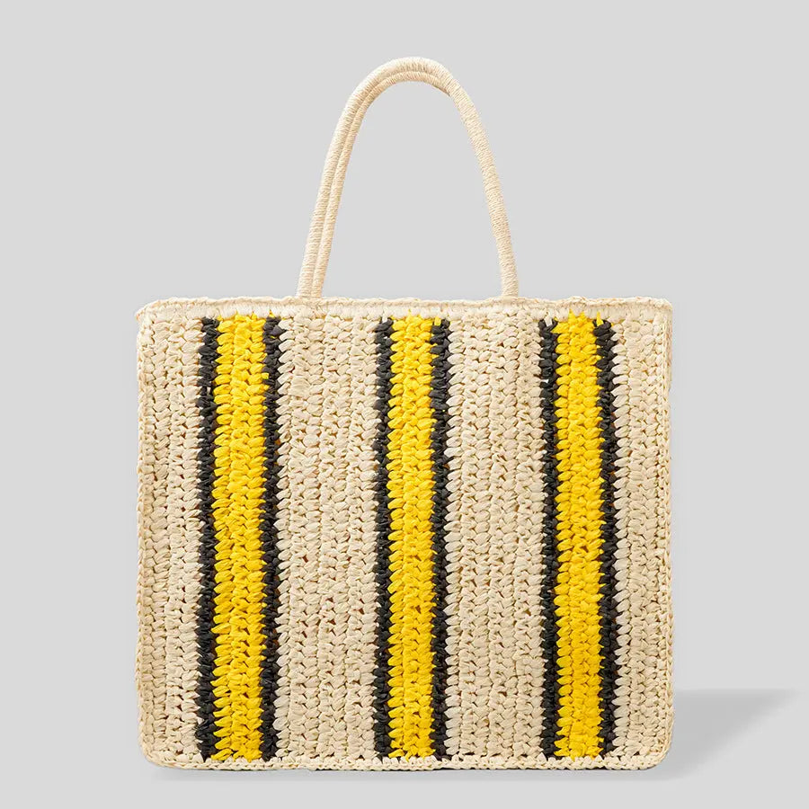 New Striped Large-capacity Straw Bag Fashionable Personality Angel Wishes