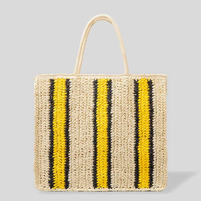 New Striped Large-capacity Straw Bag Fashionable Personality Angel Wishes