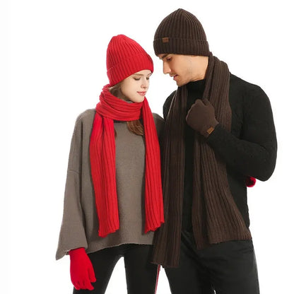 Men's And Women's Knitted Thickened Warm Wool Hat Scarf Gloves Three-piece Set Angel Wishes