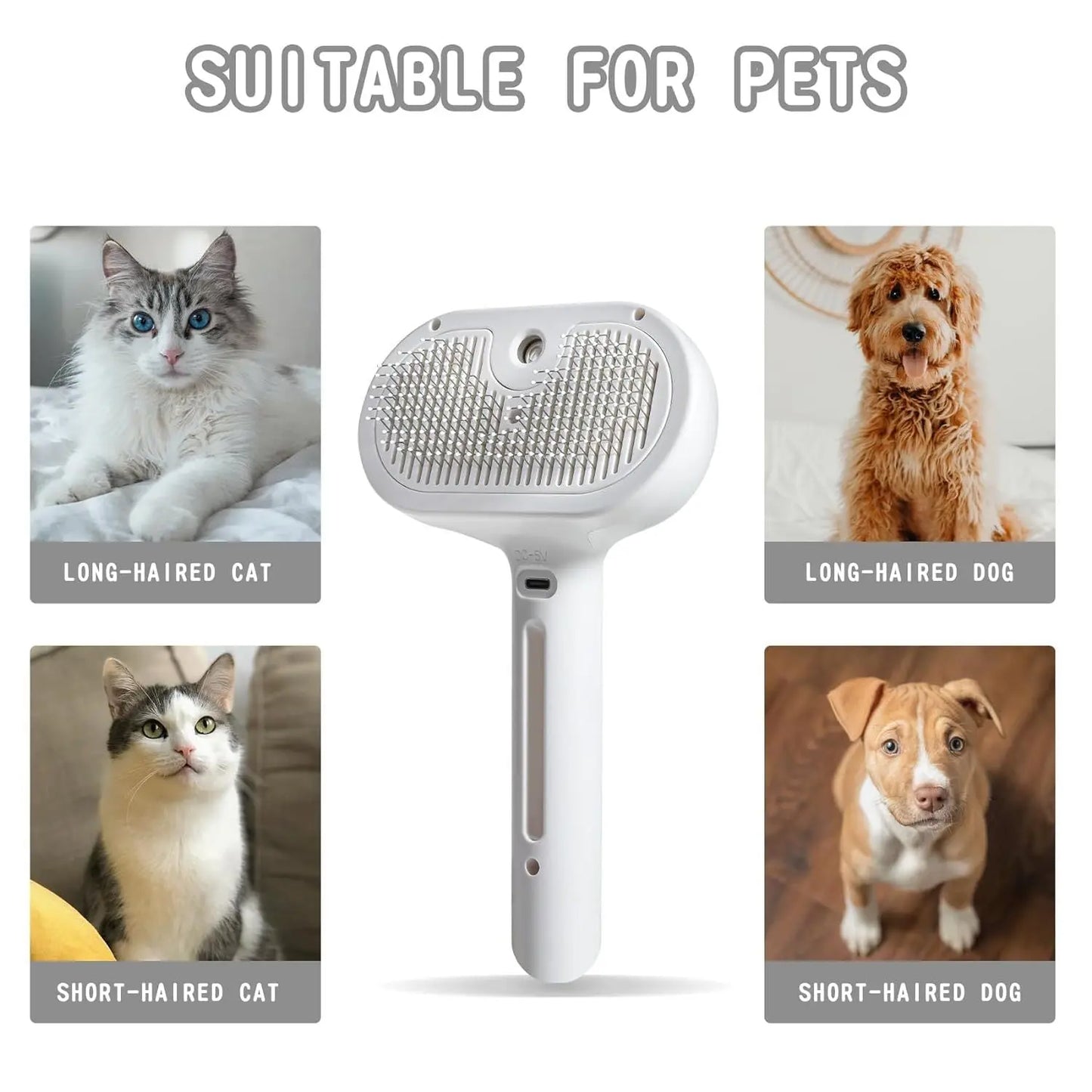 Spray Cat Brush For Shedding Water Brush For Cats And Dogs Pet Hair Removal Comb With Water Tank And Release Button Steamy Cat Brush Pet Spray Hair Comb Angel Wishes