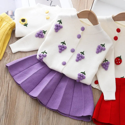Baby girls Dress Two-piece Mink Wool Sweater Dress Angel Wishes