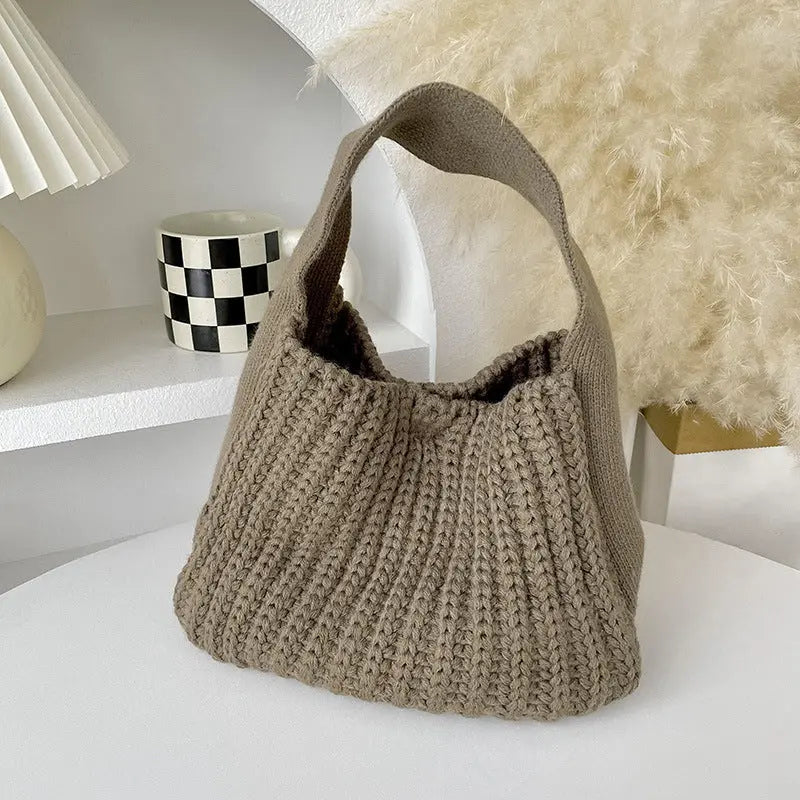 Simple All-match High-grade Wool Knitted Handbag Angel Wishes
