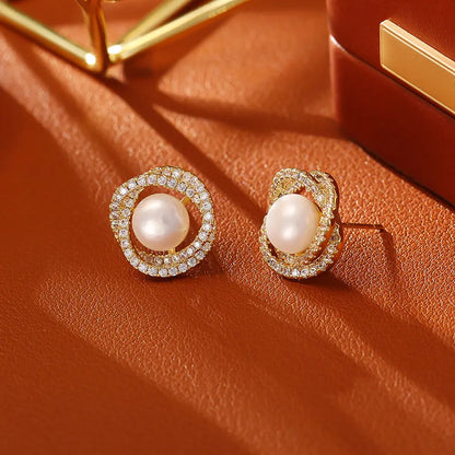 Glass Pearl Stud Earrings High-end Fashion Exquisite Angel Wishes