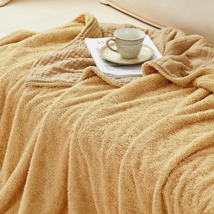 EMME Cotton Throw Blanket 100% Muslin Soft Blanket for Couch 4-Layer Breathable Gauze All Season Soft and Lightweight Pre-Washed Cotton Blanket(White, 140 x 190cm) Angel Wishes