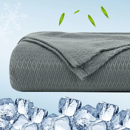 PiccoCasa Cooling Bamboo Blanket All Seasons Breathable for Hot Sleepers, Soft and Lightweight for Bed, Sofa Thin Blanket Summer Keep Cool Light Gray Single 150x200cm Angel Wishes