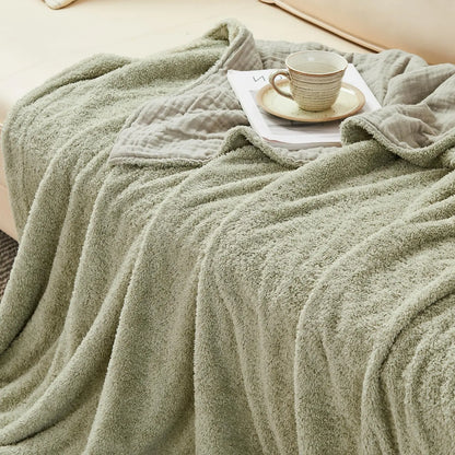 EMME Cotton Throw Blanket 100% Muslin Soft Blanket for Couch 4-Layer Breathable Gauze All Season Soft and Lightweight Pre-Washed Cotton Blanket(White, 140 x 190cm) Angel Wishes