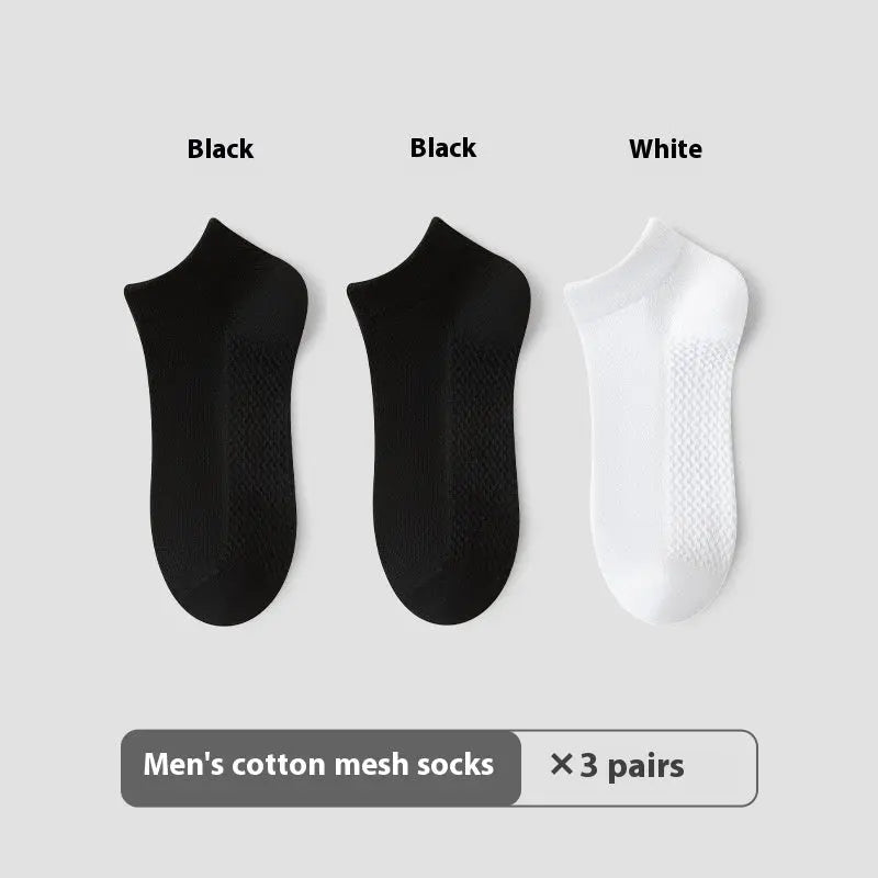 Cotton Anti-Pilling Short Socks Men's Deodorant And Sweat-absorbing Invisible Tight Mesh Boat Socks Angel Wishes