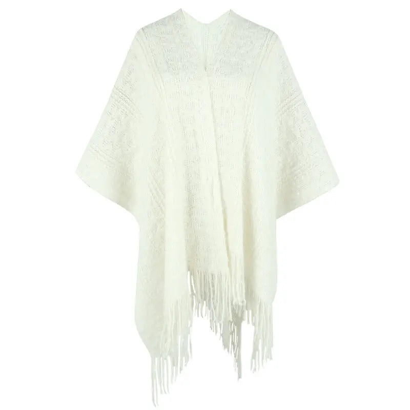 Polyester Yarn Crocheted Hollow Knitted Tassel Cape And Shawl Sweater Women's Cardigan Angel Wishes