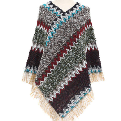 Colorful Ethnic Style Pullover Cloak Women Angel Wishes