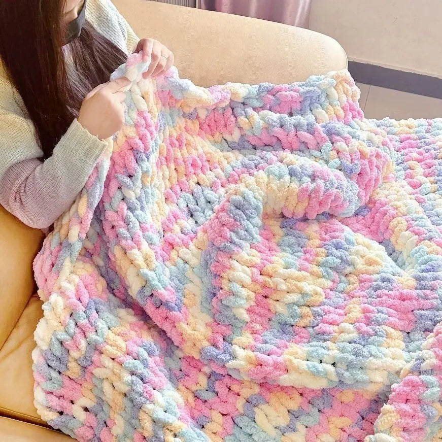 Coarse Yarn Chenille Knitted Blanket Angel Wishes