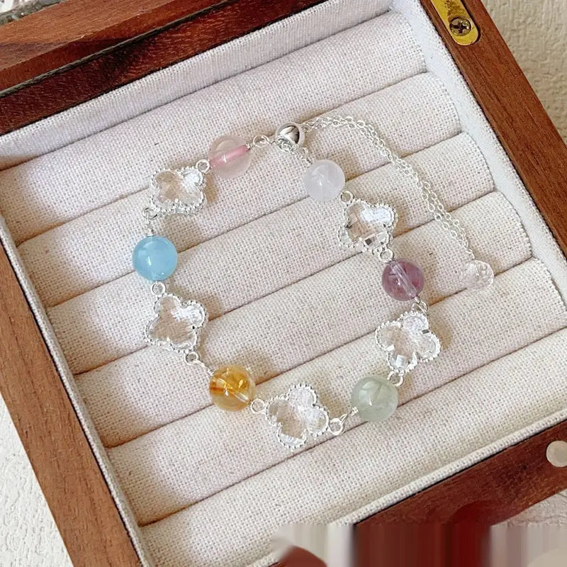 Natural Amethyst Citrine Alloy Bracelet Angel Wishes