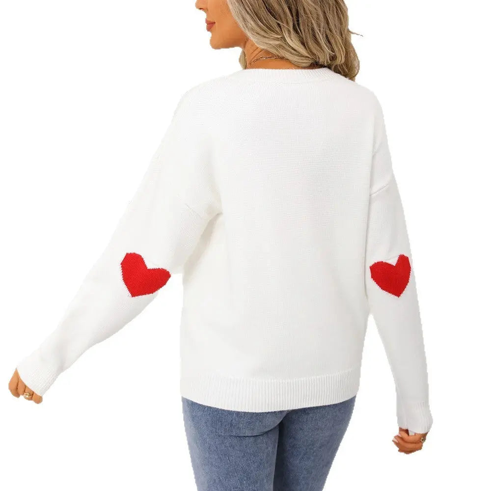 Women's Pullover Heart Knitted Sweater Top Angel Wishes