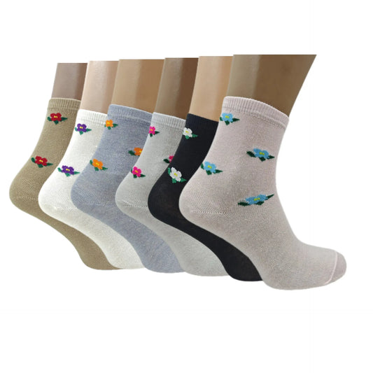 Women's Floral Cotton Socks 6 12 24 Pairs Angel Wishes