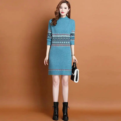 Thermal Head Cover Half Turtleneck Mid-length Bottoming Sweater Women's Woolen Skirt Angel Wishes