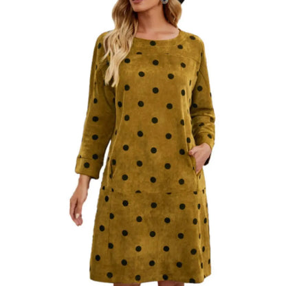 Women's Polka Dot Printed Pocket Dress Angel Wishes